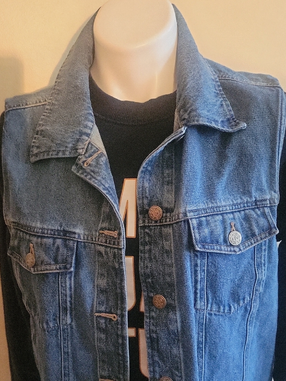 NORDSTROM Dark Blue Denim Button-Front Vest - Picture 2 of 6